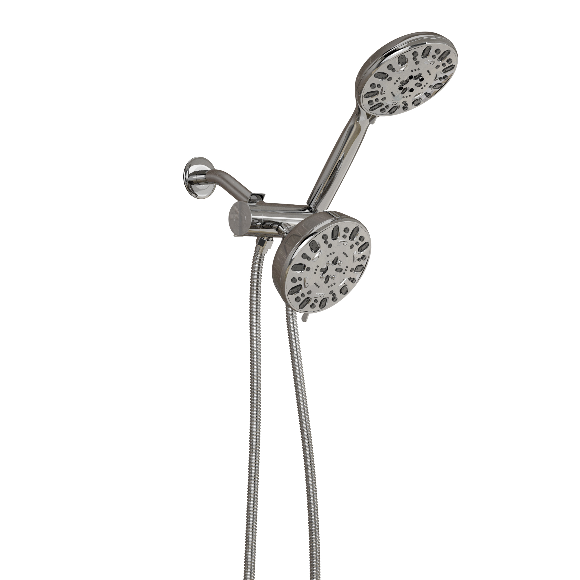 Logmey Dual Shower Heads Chrome Polished 7 Setting 4.7 inch Top Shower