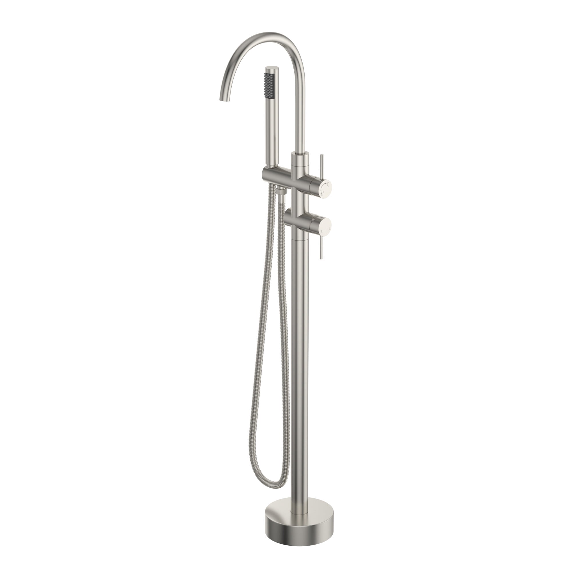 Logmey Freestanding Bathtub Faucet Floor Mounted Two Handles in Brushed Nickel