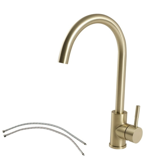 Logmey Kitchen Faucet 360° Rotation Single Handle Gold Kitchen Sink Faucet