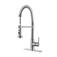 thumbnail image 1 of Logmey Kitchen Faucet with Pull Down Sprayer, Brushed Nickel Commercial Spring Kitchen Sink Faucet Single Handle Pull Out Sink Faucets with Deck Plate Suit to 1 or 3 Holes, 1 of 6