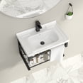 thumbnail image 1 of Logmey Modern Wall Mounted Bathroom Ceramic Vessel Sink, with Towel Rack, Sinks for Small Bathrooms Wall Hung Sink, White Rectangular One Hole Lavatory Vanity Bathroom Porcelain Sink with Overflow, 1 of 9