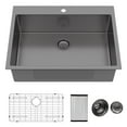 thumbnail image 1 of Logmey Stainless Steel Drop In Kitchen Sink 30x22 Inch Topmount Gunmetal Black Kitchen Sink, 1 of 4