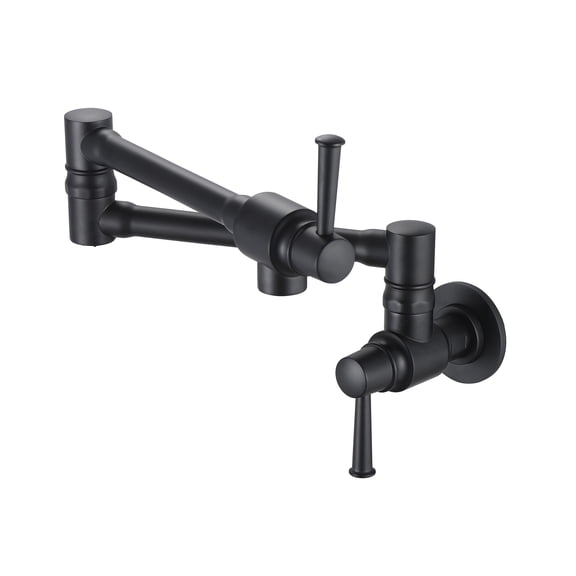 Logmey Wall Mount Pot Filler Kitchen Faucetin Black