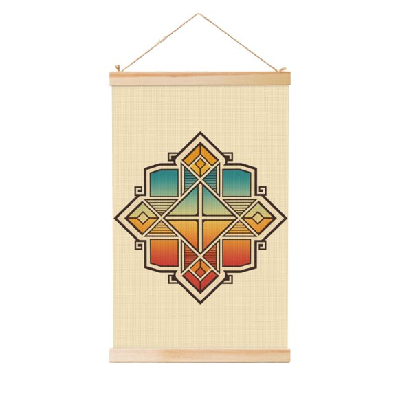 Logo-006 Wooden Shaft Hanging Poster, Multi-Size Wood Scroll Wall Art 100% Polyester Canvas Waterproof Dustproof Fade-Resistant with Hanging Kit for Home Office Decor