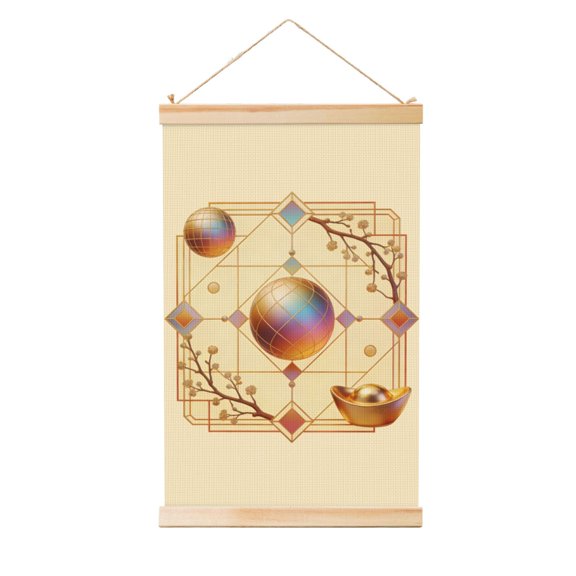 Logo-008 Wooden Shaft Hanging Poster, Multi-Size Wood Scroll Wall Art 100% Polyester Canvas Waterproof Dustproof Fade-Resistant with Hanging Kit for Home Office Decor