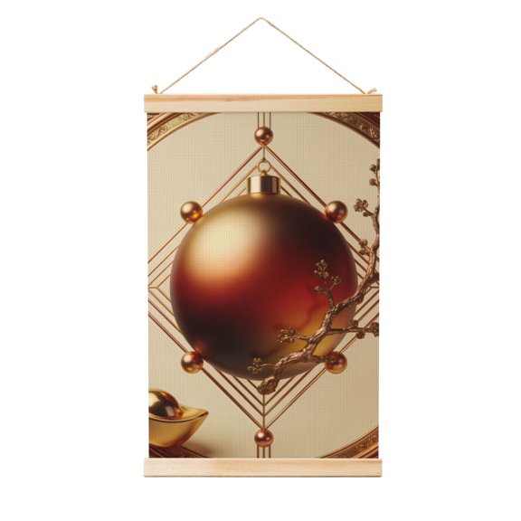 Logo-010 Wooden Shaft Hanging Poster, Multi-Size Wood Scroll Wall Art 100% Polyester Canvas Waterproof Dustproof Fade-Resistant with Hanging Kit for Home Office Decor