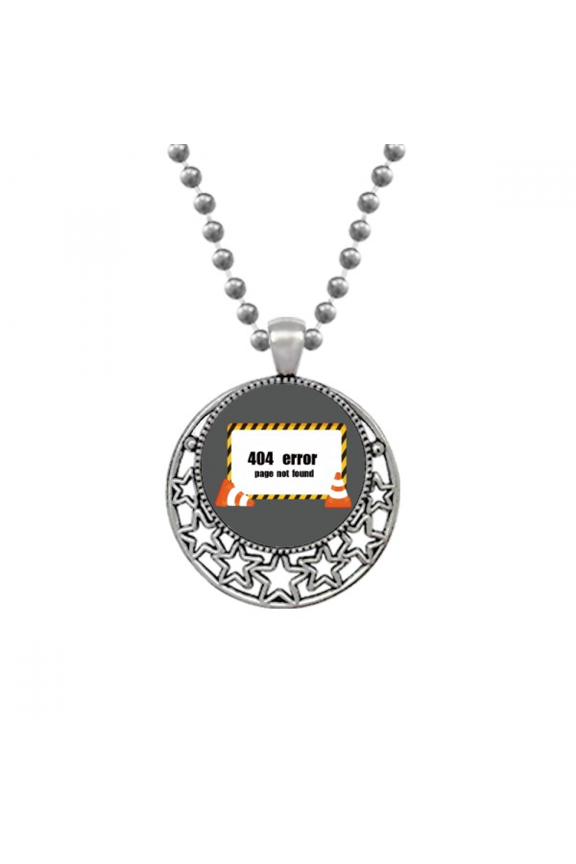 Logo 404 Error Page Not Found Necklaces Pendant Retro Moon Stars Jewelry