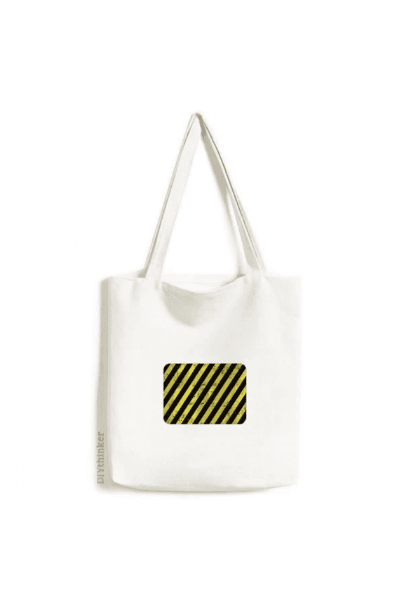 Logo Black And Yellow Strips No Stepping Tote Canvas Bag Shopping Satchel Casual Handbag