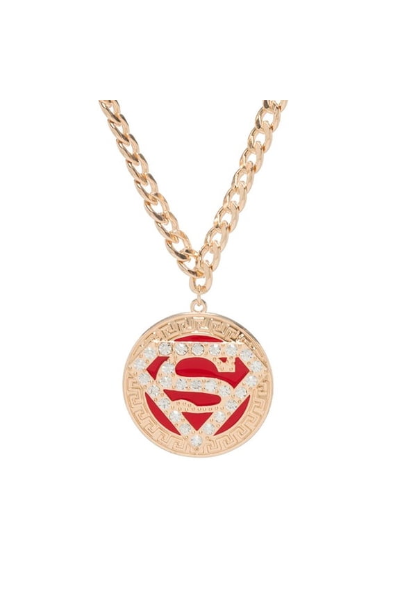 Logo Bling Gold Round Sparkle Pendant Necklace