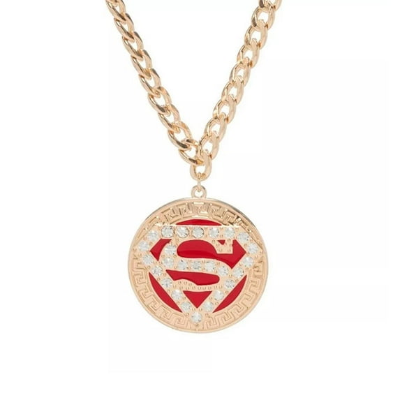 Logo Bling Gold Round Sparkle Pendant Necklace
