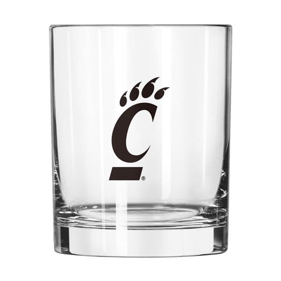 Logo Brands 121-G14R-1 14 oz Cincinnati Gameday Rocks Glass
