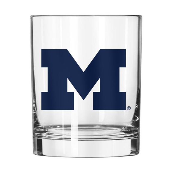 Logo Brands 171-G14R-1 14 oz Michigan Gameday Rocks Glass