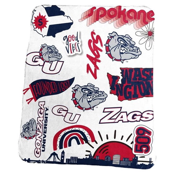 Logo Brands 145-23-63 NCAA Gonzaga University Classic Native Fleece Throw Blanket