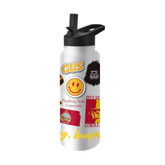 Logo Brands 199-S34QB-63 Pittsburg State 34 oz Native Quencher Bottle