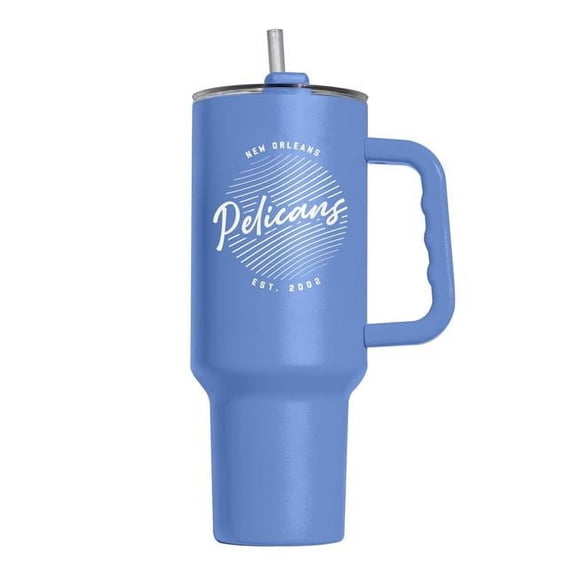 Logo Brands 719-S40PT-ARC-35 40 oz Orleans Pelicans Retro Script Powder Coat Tumbler