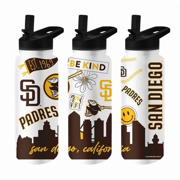 Logo Brands 524-S34QB-63 San Diego Padres 34 oz Native Quencher Bottle
