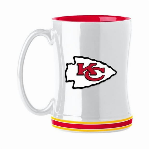 Logo Brands 616-C14RM-C1 14 oz NFL Kansas City University Chiefs White Relief Mug