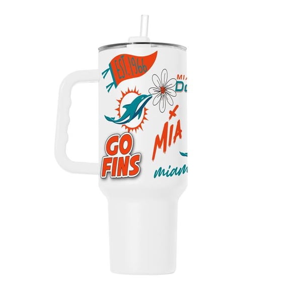 Logo Brands 617-S40PT-63 40 oz NFL Miami University Dolphins Native Powder Coat Tumbler