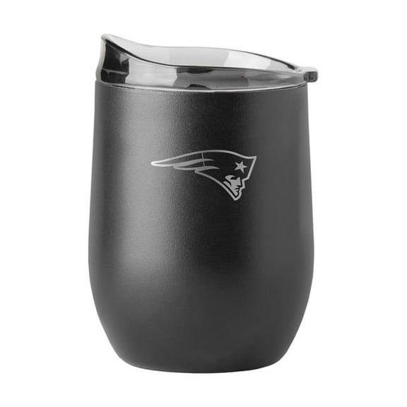 Logo Brands 619-S16PB-BLK-9 England Patriots 16 oz Black Etched Powder Coat Curved Beverage