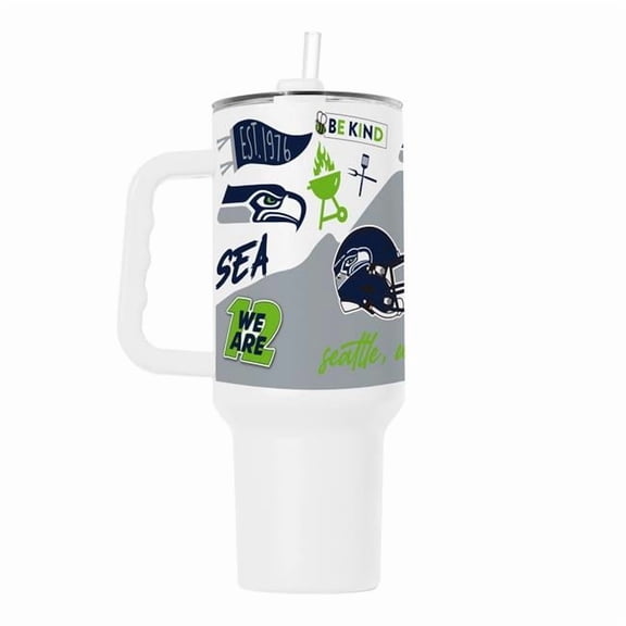 Logo Brands 628-S40PT-63 40 oz NFL Seattle University Seahawks Native Powder Coat Tumbler