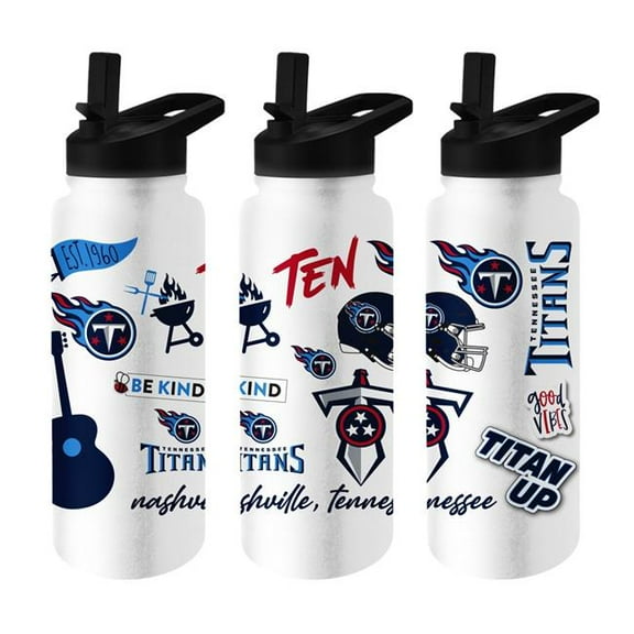 Logo Brands 631-S34QB-63 Tennessee Titans 34 oz Native Quencher Bottle