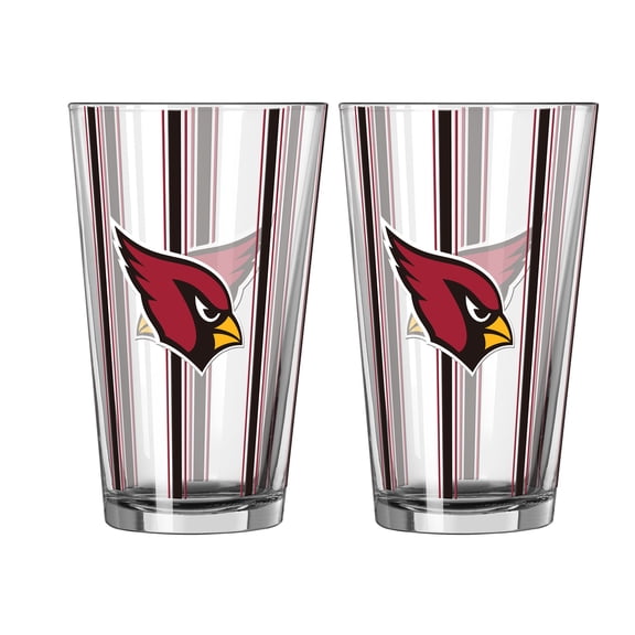 Logo Brands Arizona Cardinals Two-Piece 16oz. Striped Pint Glass Set