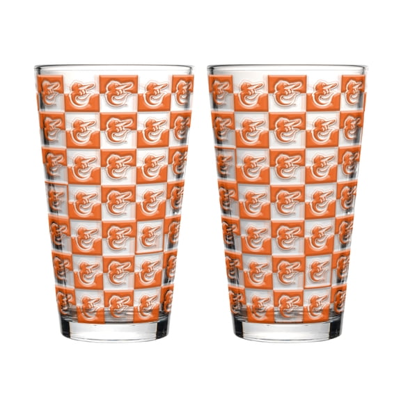 Logo Brands Baltimore Orioles Two-Pack Gridiron Stained 16oz. Pint Glass Set