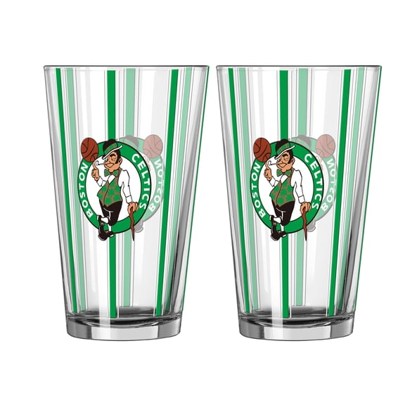 Logo Brands Boston Celtics Two-Piece 16oz. Striped Pint Glass Set
