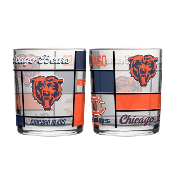 Logo Brands Chicago Bears 12oz. Quilted Stained Two-Pack Rocks Glass Set