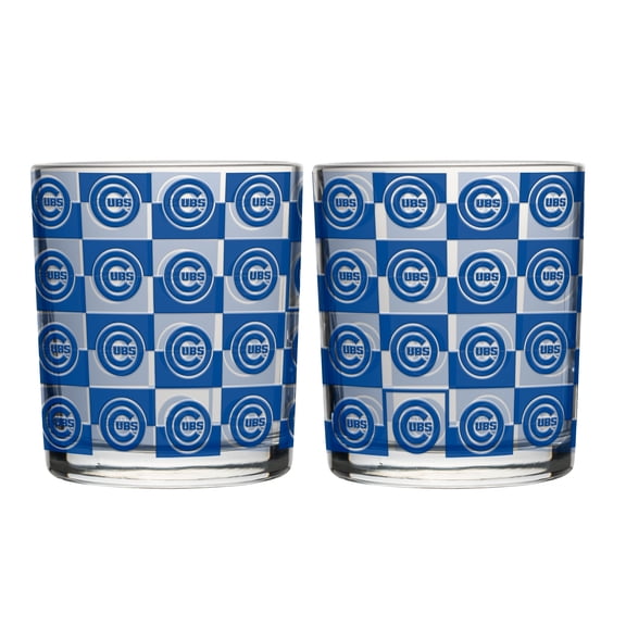 Logo Brands Chicago Cubs Two-Pack 12oz. Gridiron Stained Rocks Glass Set