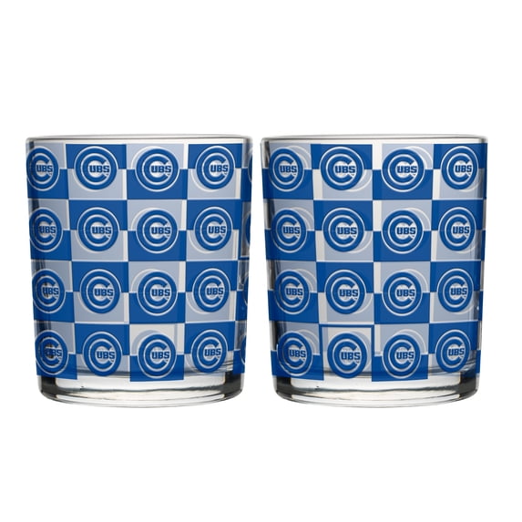 Logo Brands Chicago Cubs Two-Pack 12oz. Gridiron Stained Rocks Glass Set