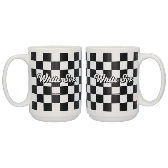 Logo Brands Chicago White Sox 2-Pack 15oz. Checkered Wordmark Mug Set