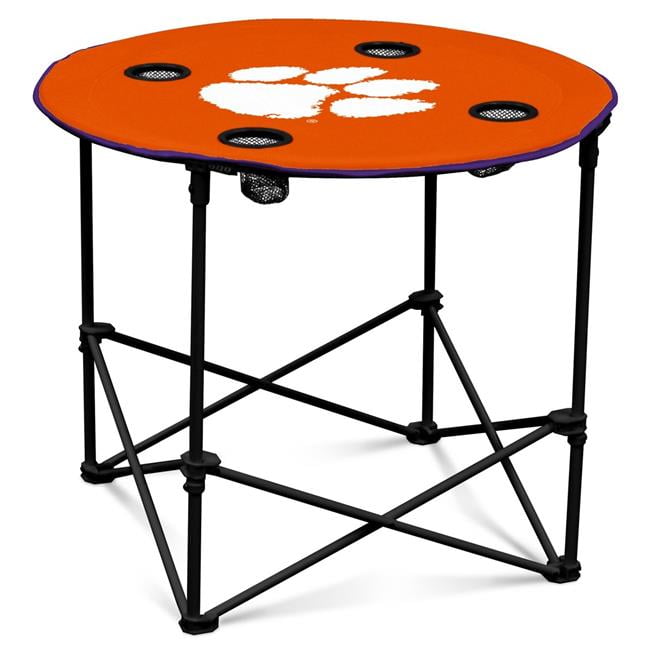 Orange Round Collapsible Table with Black Steel Frame