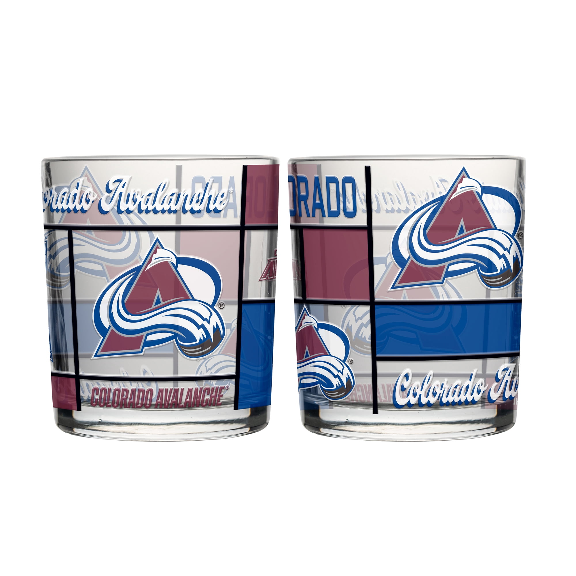 Logo Brands Colorado Avalanche 12oz. Quilted Stained Two-Pack Rocks Glass Set