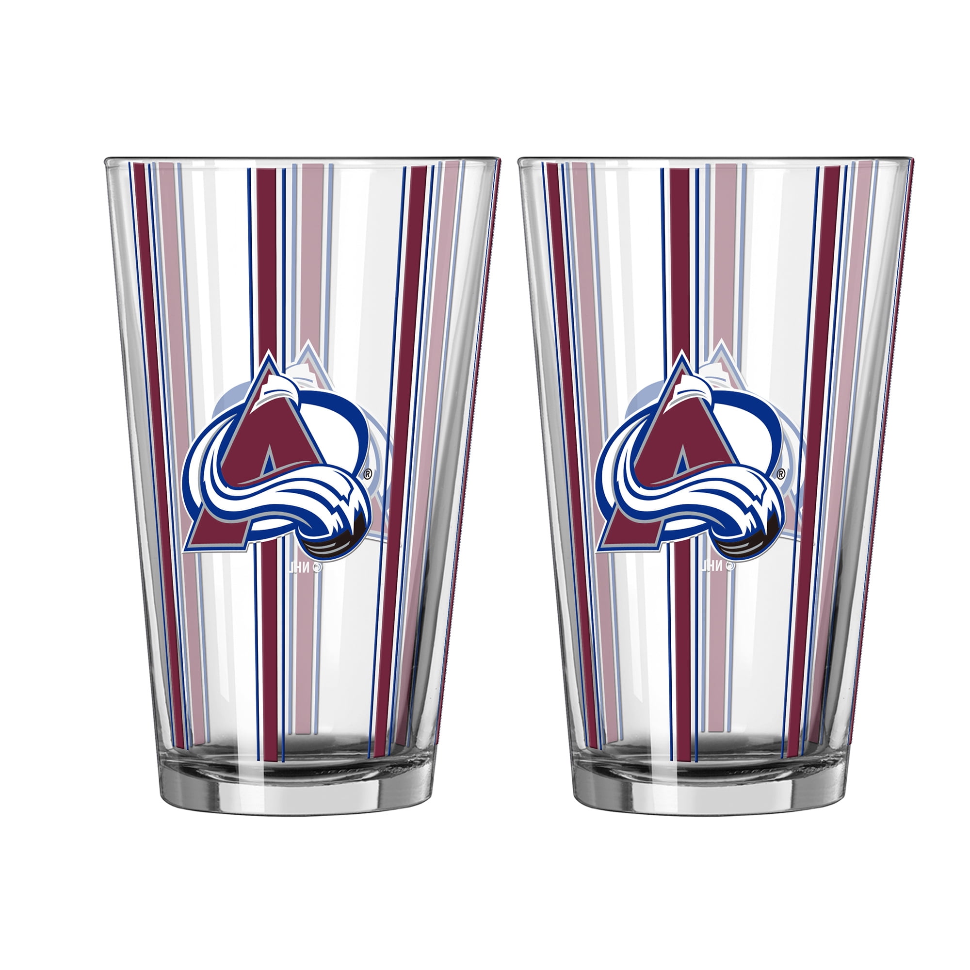 Logo Brands Colorado Avalanche Two-Piece 16oz. Striped Pint Glass Set
