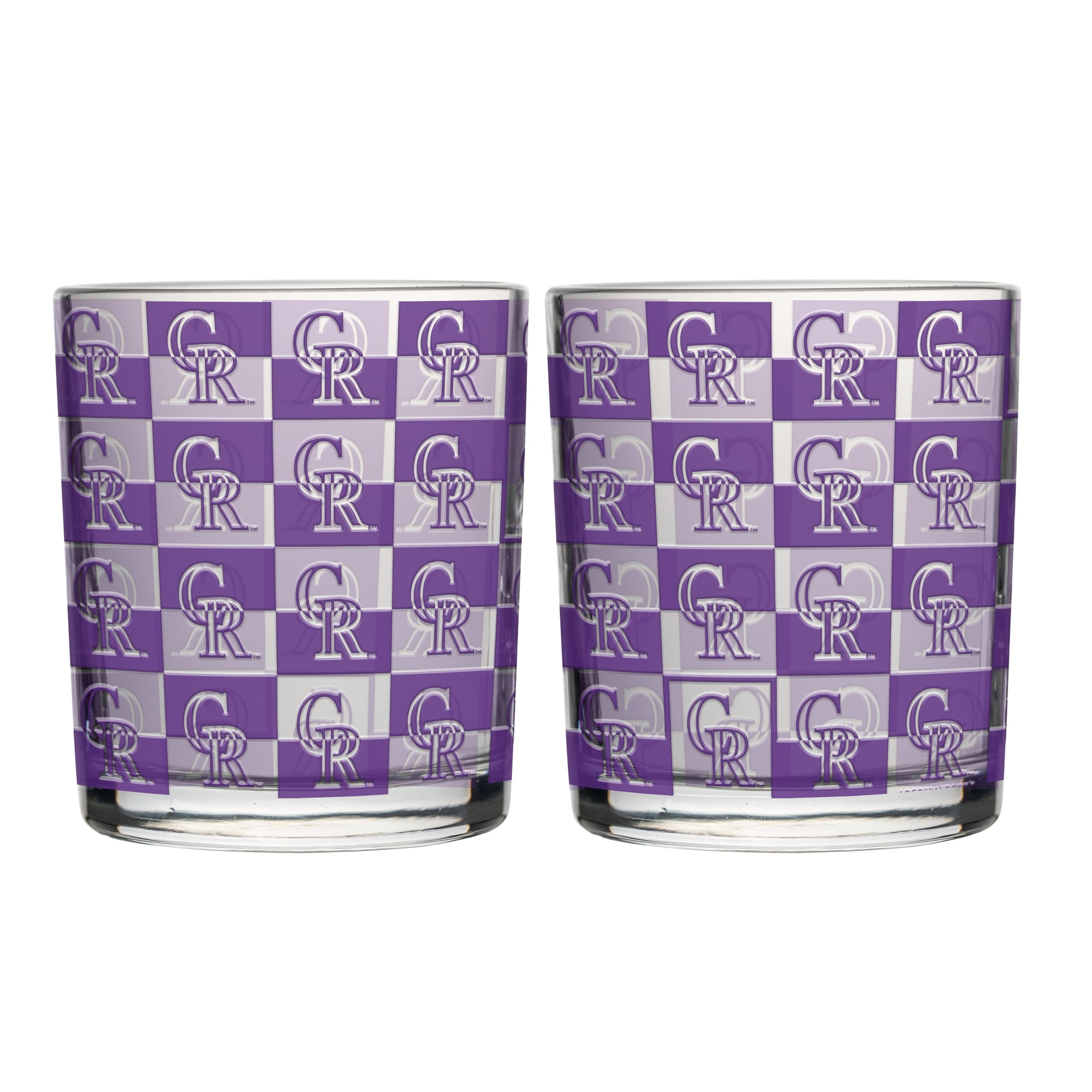 Logo Brands Colorado Rockies Two-Pack Gridiron Stained 16oz. Pint Glass Set - Thumbnail 2