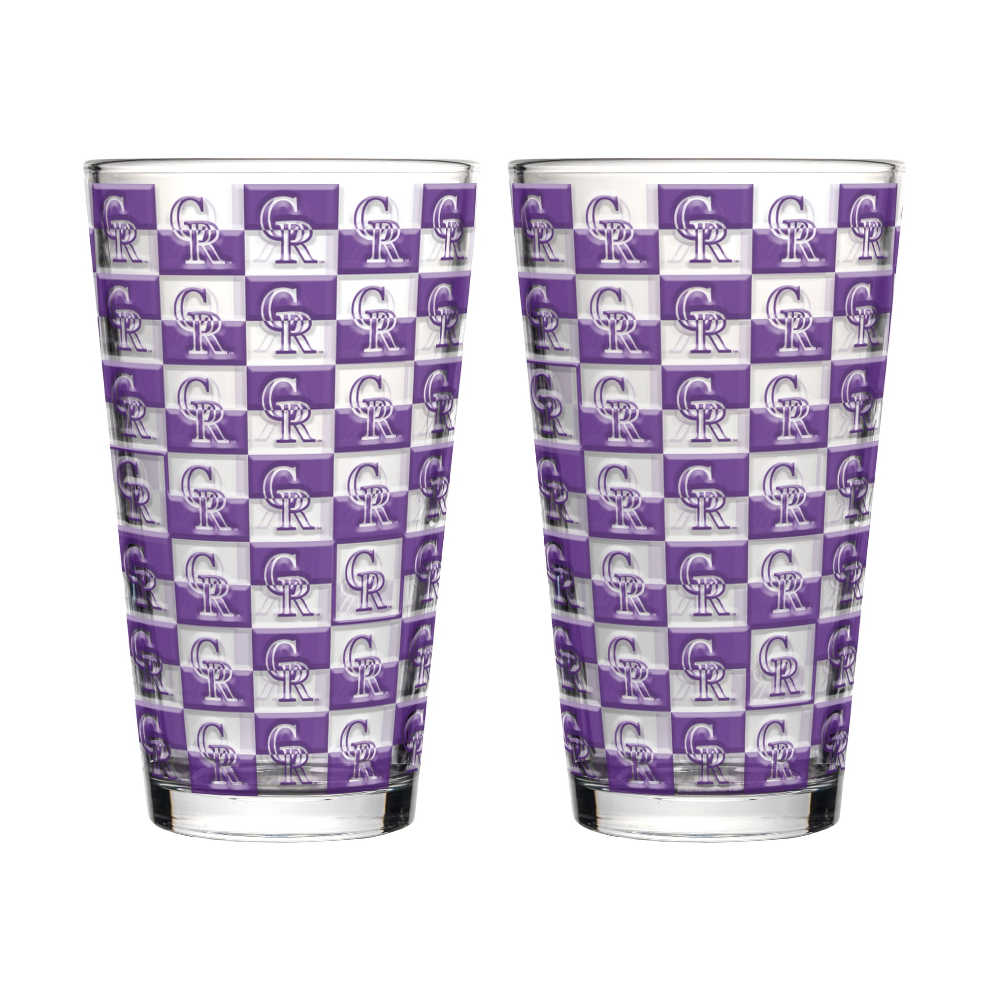 Logo Brands Colorado Rockies Two-Pack Gridiron Stained 16oz. Pint Glass Set - Thumbnail 3