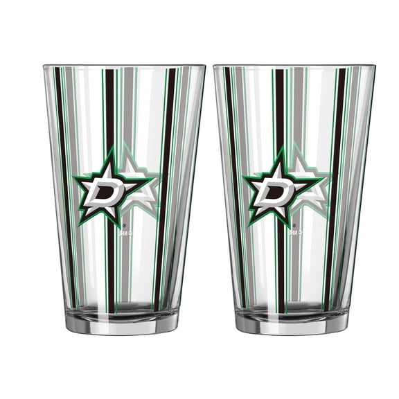 Logo Brands Dallas Stars Two-Piece 16oz. Striped Pint Glass Set