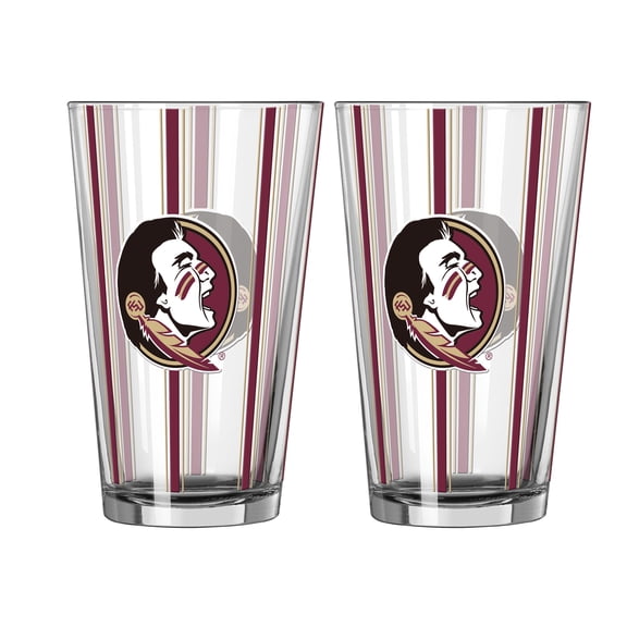 Logo Brands Florida State Seminoles Two-Piece 16oz. Striped Pint Glass Set