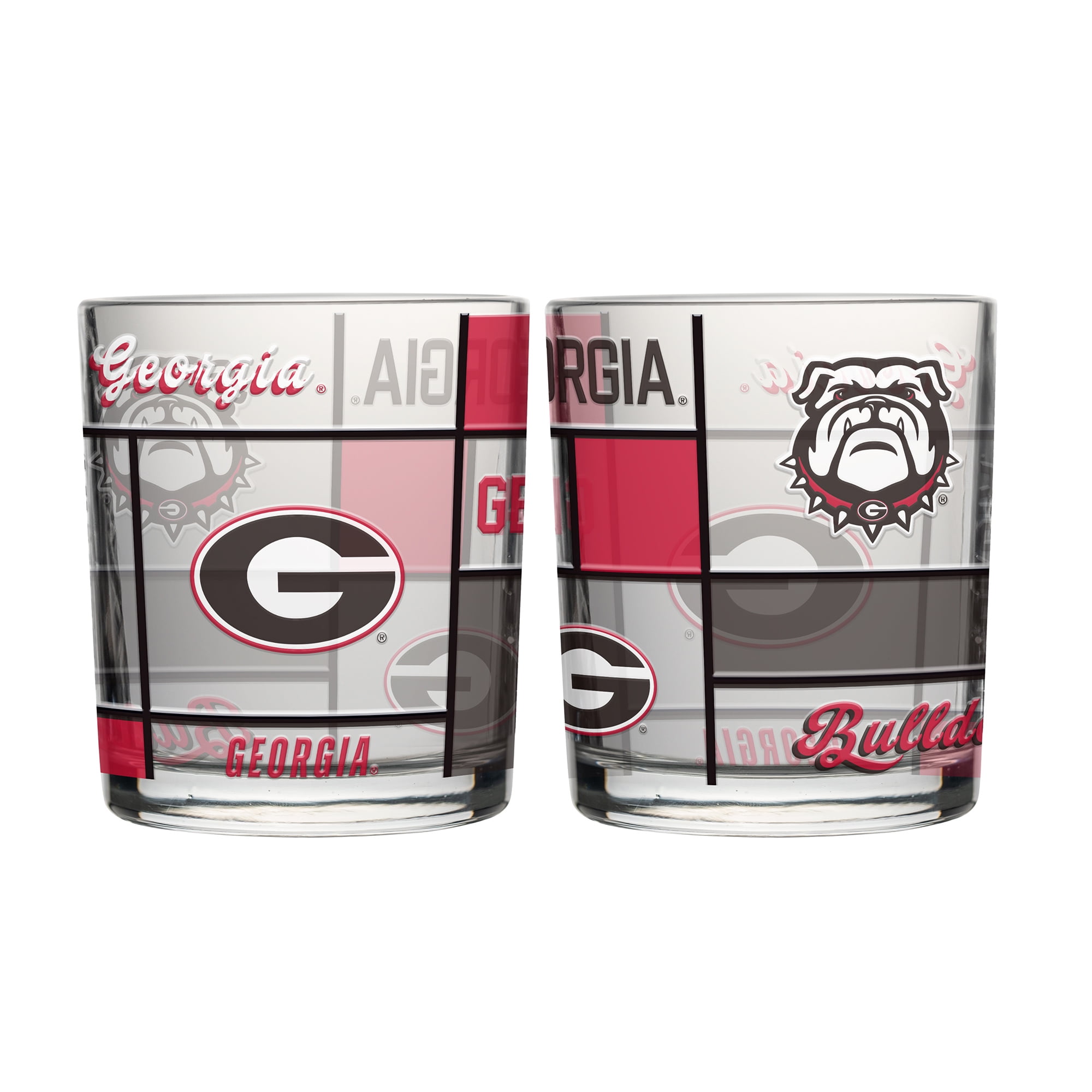 Logo Brands Georgia Bulldogs 12oz. Quilted Stained Two-Pack Rocks Glass Set