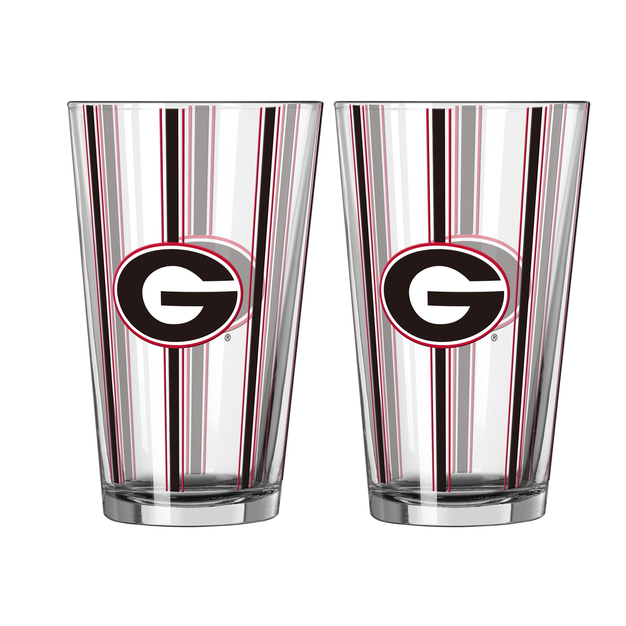 Logo Brands Georgia Bulldogs Two-Piece 16oz. Striped Pint Glass Set - Thumbnail 2