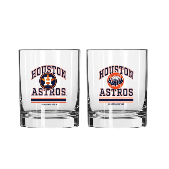 Logo Brands Houston Astros 12oz. Current & Throwback Logos Two-Pack Glass Set