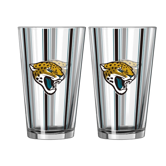 Logo Brands Jacksonville Jaguars Two-Piece 16oz. Striped Pint Glass Set