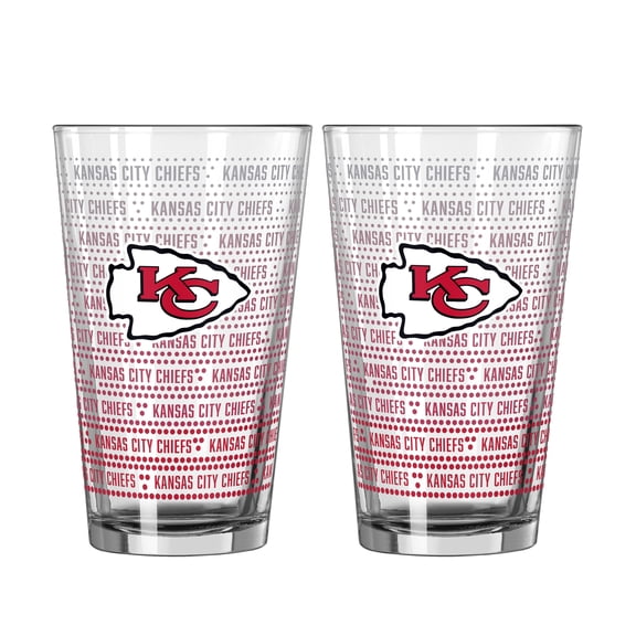 Logo Brands Kansas City Chiefs Two-Pack Chant Fade 16oz. Pint Glass Set