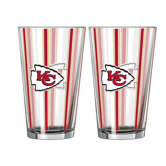 Logo Brands Kansas City Chiefs Two-Piece 16oz. Striped Pint Glass Set