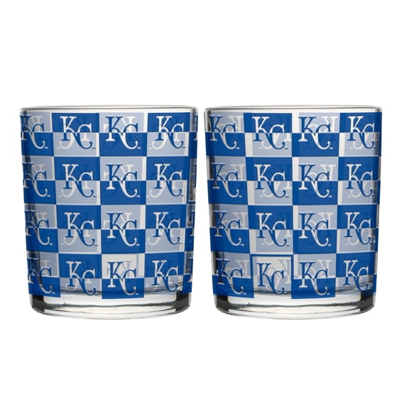 Logo Brands Kansas City Royals Two-Pack 12oz. Gridiron Stained Rocks Glass Set
