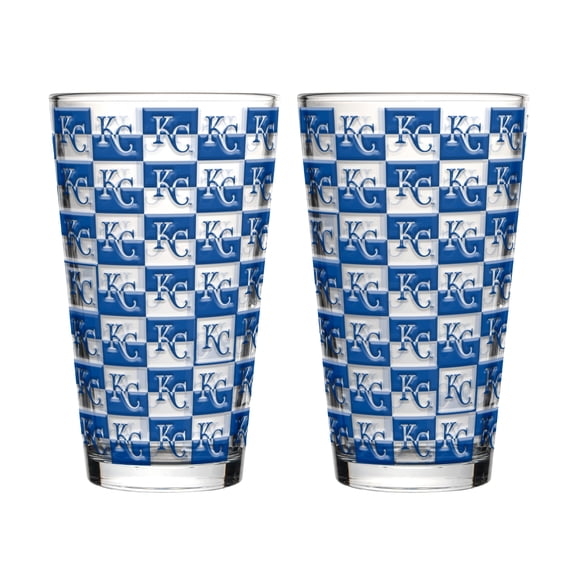 Logo Brands Kansas City Royals Two-Pack Gridiron Stained 16oz. Pint Glass Set