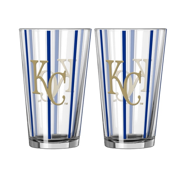 Logo Brands Kansas City Royals Two-Piece 16oz. Striped Pint Glass Set