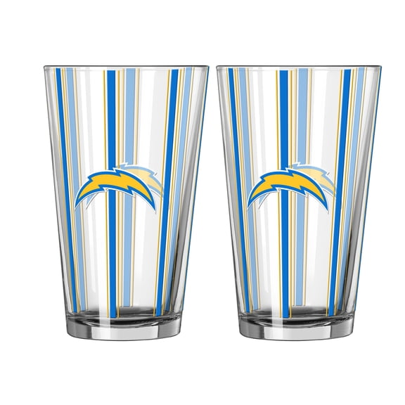 Logo Brands Los Angeles Chargers Two-Piece 16oz. Striped Pint Glass Set