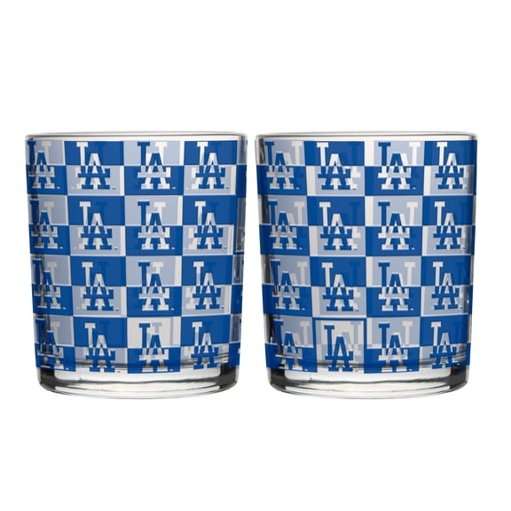 Logo Brands Los Angeles Dodgers Two-Pack 12oz. Gridiron Stained Rocks Glass Set